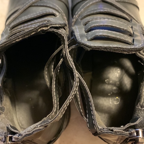 Charcoal Gray Strappy Ankle Boots Booties - Picture 7 of 8